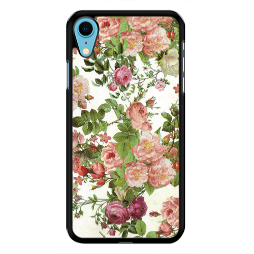 Apple iPhone Xr Pink roses 2 Black Glossy Θήκη