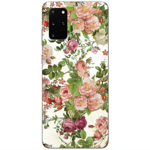 Samsung S20 Plus Pink roses 2 Transparent Silicone TPU Θήκη