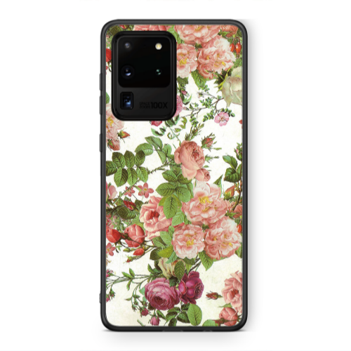 Samsung S20 Ultra Pink roses 2 Black Glossy Θήκη