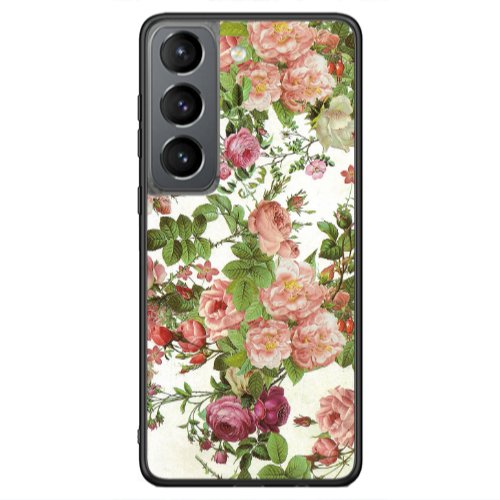 Samsung S21 Ultra Pink roses 2 Black Glossy Θήκη