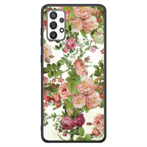 Samsung A13 4G Pink roses 2 Black Glossy Θήκη