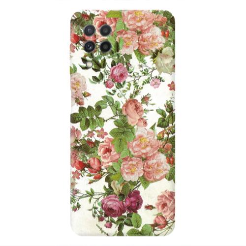 Samsung A22 4G Pink roses 2 Transparent Silicone TPU Θήκη