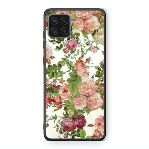 Samsung A22 4G Pink roses 2 Black Glossy Θήκη