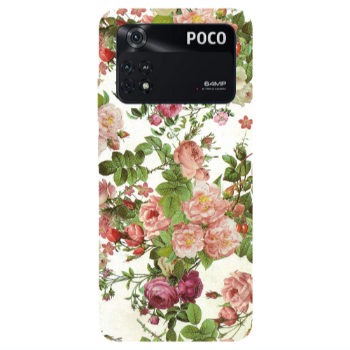 Xiaomi Poco M4 Pro 4G Pink roses 2 Transparent Silicone TPU Θήκη