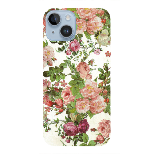 Apple iPhone 14 Plus Pink roses 2 Transparent Silicone TPU Θήκη