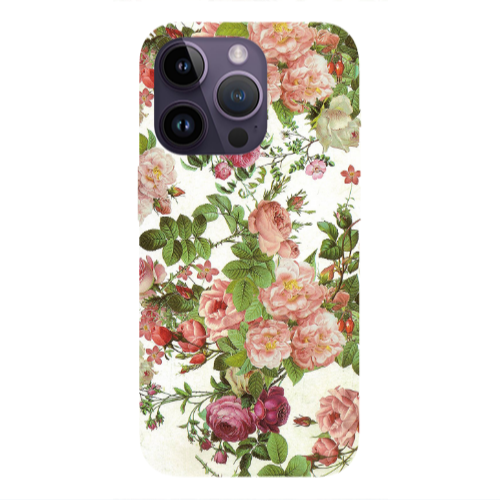 Apple iPhone 14 Pro  Pink roses 2 Transparent Silicone TPU Θήκη