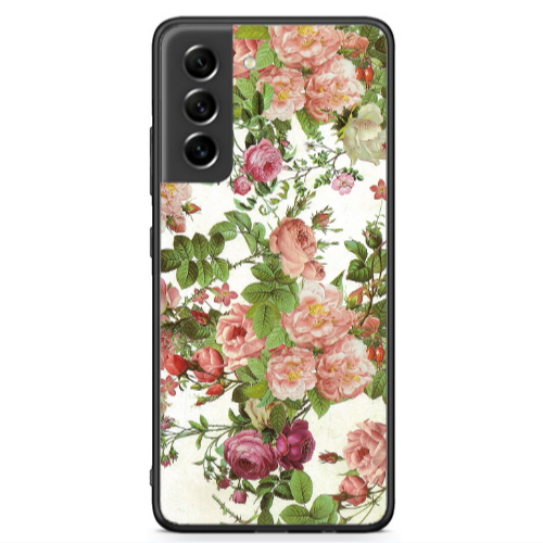 Samsung S21 FE Pink roses 2 Black Glossy Θήκη