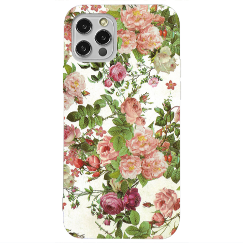Apple iPhone 12 Pro Pink roses 2 Transparent Silicone TPU Θήκη