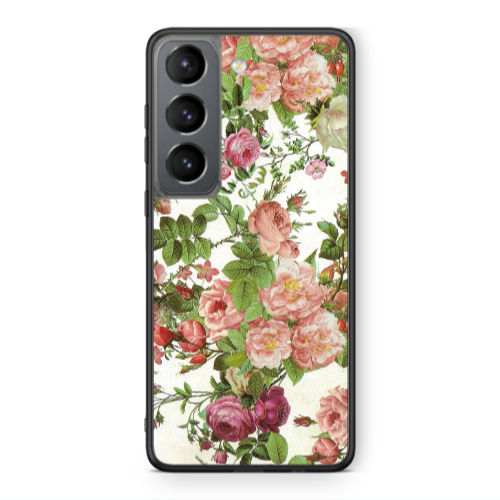 Samsung S21 PLUS Pink roses 2 Black Glossy Θήκη