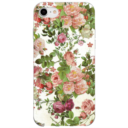 Apple iPhone 7 Pink roses 2 Transparent Silicone TPU Θήκη