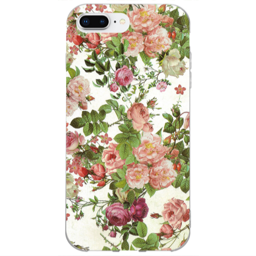 Apple iPhone 7 Plus Pink roses 2 Transparent Silicone TPU Θήκη