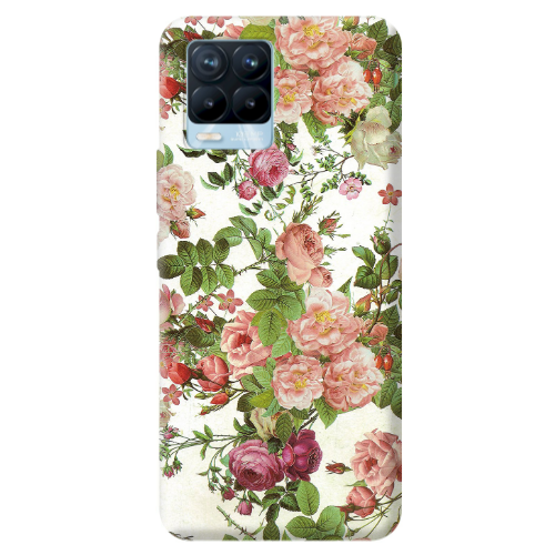 Realme 8 Pro Pink roses 2 Transparent Silicone TPU Θήκη