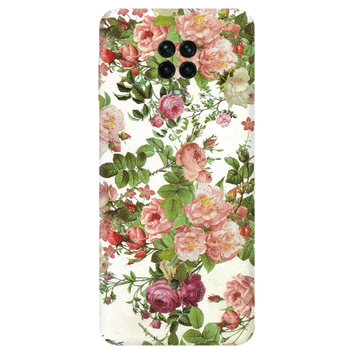 Xiaomi Redmi Note 9S Pink roses 2 Transparent Silicone TPU Θήκη