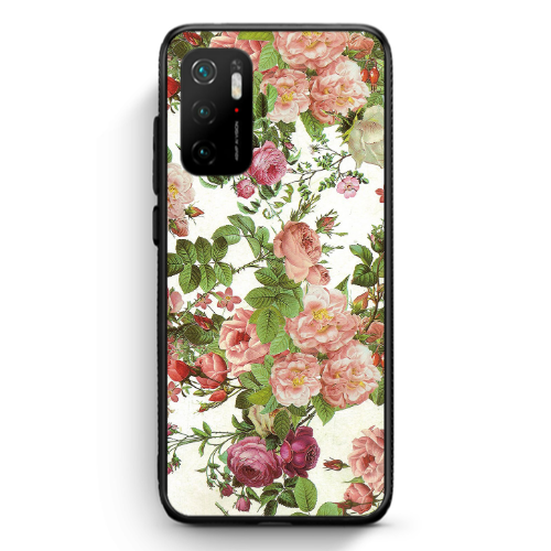 Xiaomi Poco M3 Pro Pink roses 2 Black Glossy Θήκη