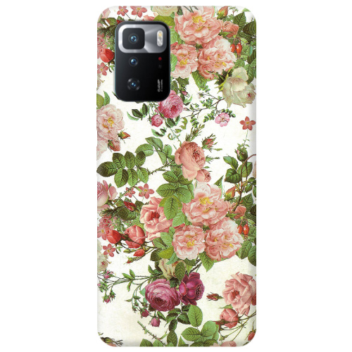 Xiaomi Poco X3 GT Pink roses 2 Transparent Silicone TPU Θήκη