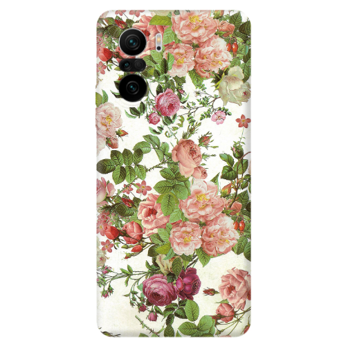 Xiaomi Poco F3 Pink roses 2 Transparent Silicone TPU Θήκη