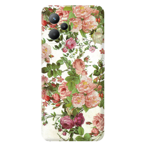 Realme C35 Pink roses 2 Transparent Silicone TPU Θήκη