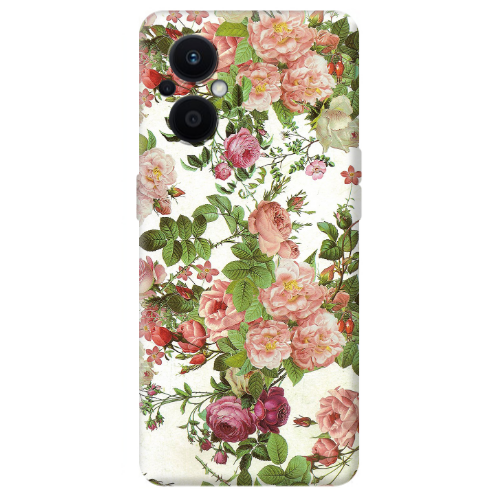 Oppo Reno 7 Lite Pink roses 2 Transparent Silicone TPU Θήκη
