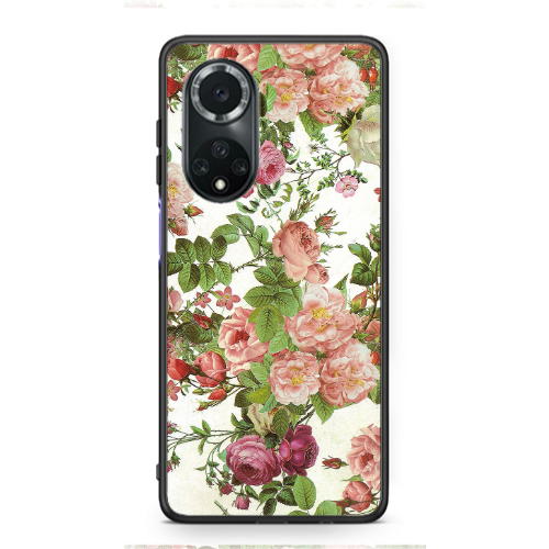 Huawei Nova 9 Pink roses 2 Black Glossy Θήκη