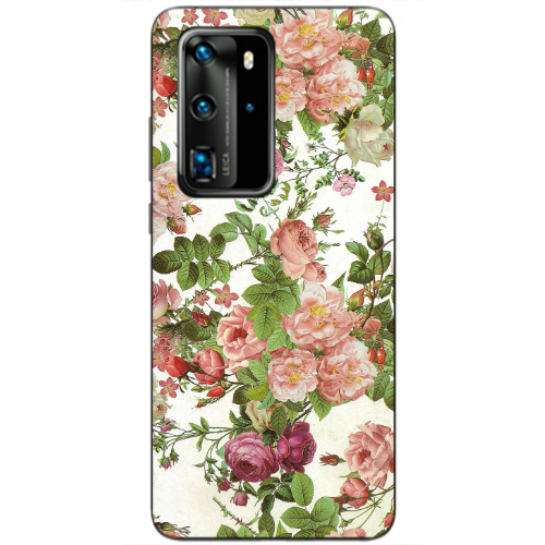 Huawei P40 Pro Pink roses 2 Transparent Silicone TPU Θήκη