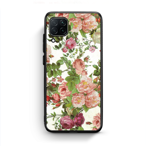 Huawei P40 Lite Pink roses 2 Black Glossy Θήκη