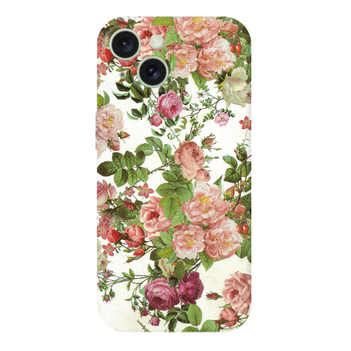 Apple iPhone 15 Pink roses 2 Transparent Silicone TPU Θήκη