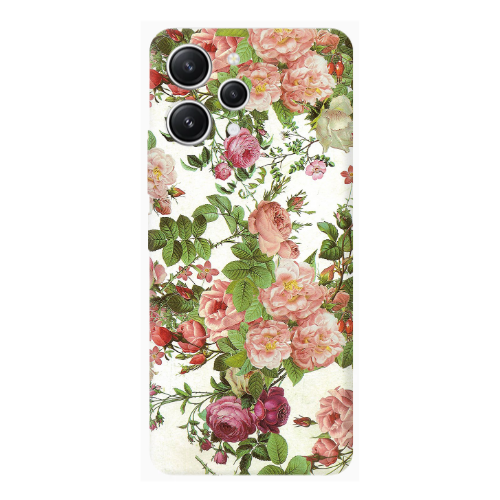 Xiaomi Redmi 12 Pink roses 2 Transparent Silicone TPU Θήκη