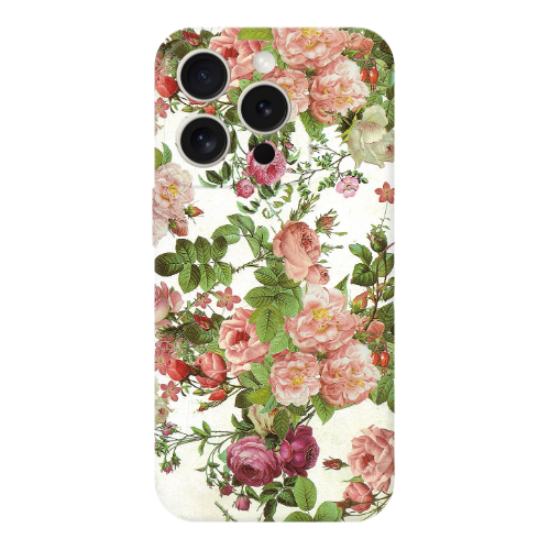 Apple iPhone 15 Pro Max Pink roses 2 Transparent Silicone TPU Θήκη
