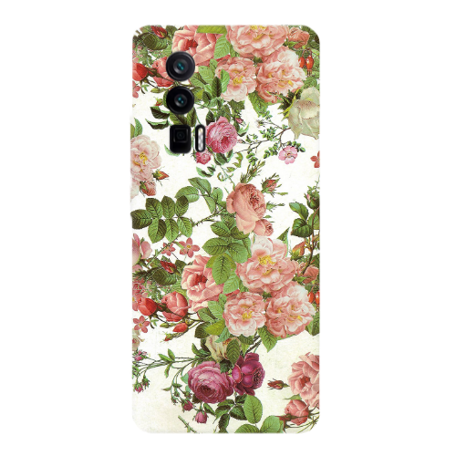 Xiaomi Poco F5 Pro Pink roses 2 Transparent Silicone TPU Θήκη
