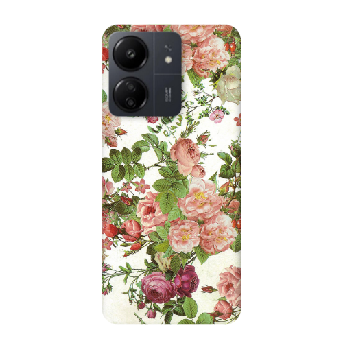 Xiaomi Redmi 13C Pink roses 2 Transparent Silicone TPU Θήκη