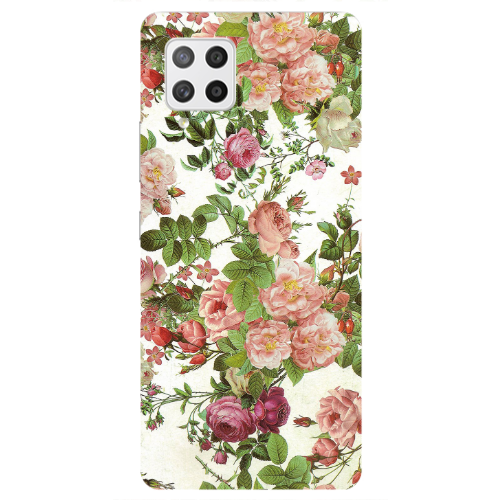 Samsung A42 5G Pink roses 2 Transparent Silicone TPU Θήκη