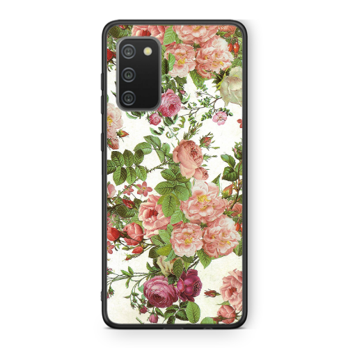 Samsung A02s Pink roses 2 Black Glossy Θήκη
