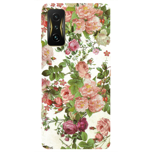 Xiaomi Poco F4 Gt Pink roses 2 Transparent Silicone TPU Θήκη