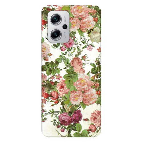 Xiaomi Poco X4 GT Pink roses 2 Transparent Silicone TPU Θήκη