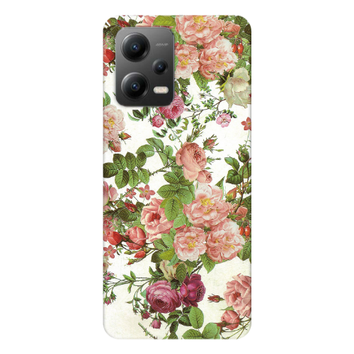 Xiaomi Poco X5 Pink roses 2 Transparent Silicone TPU Θήκη