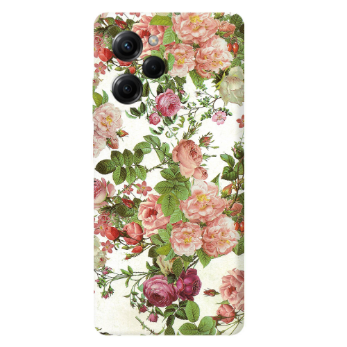 Xiaomi Poco X5 Pro Pink roses 2 Transparent Silicone TPU Θήκη
