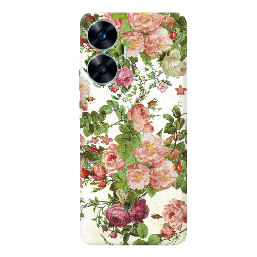 Realme C55 Pink roses 2 Transparent Silicone TPU Θήκη