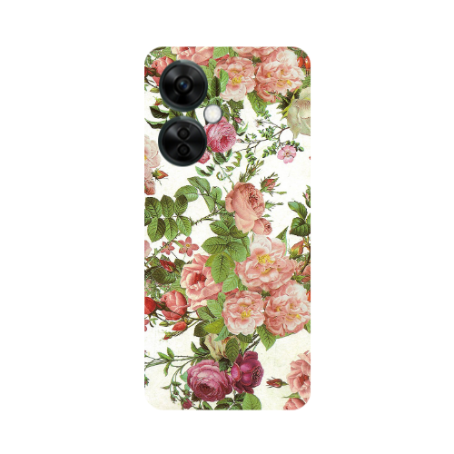 Oneplus Nord CE 3 Lite 5G Pink roses 2 Transparent Silicone TPU Θήκη