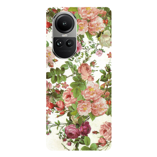 Oppo Reno10 5G Pink roses 2 Transparent Silicone TPU Θήκη
