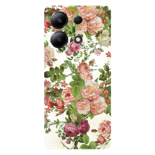 Xiaomi Redmi Note 13 4G Pink roses 2 Transparent Silicone TPU Θήκη
