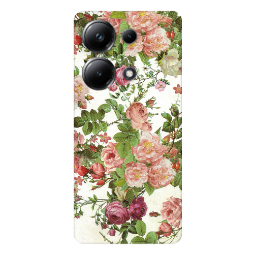 Xiaomi Poco M6 Pro 4G Pink roses 2 Transparent Silicone TPU Θήκη