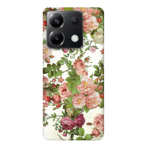 Xiaomi Poco X6 5G Pink roses 2 Transparent Silicone TPU Θήκη