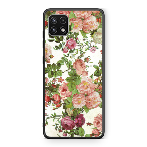 Samsung A22 5G Pink roses 2 Black Glossy Θήκη