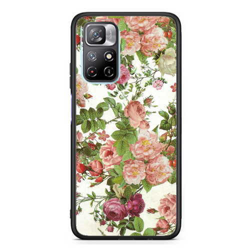 Xiaomi Poco M4 Pro 5G Pink roses 2 Black Glossy Θήκη