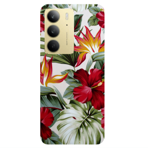 Realme C 75 laves and flowers Transparent Silicone TPU Θήκη