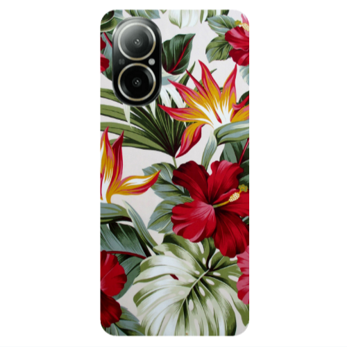 Realme C67 laves and flowers Transparent Silicone TPU Θήκη