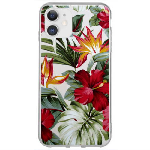 Apple iPhone 12 laves and flowers Transparent Silicone TPU Θήκη
