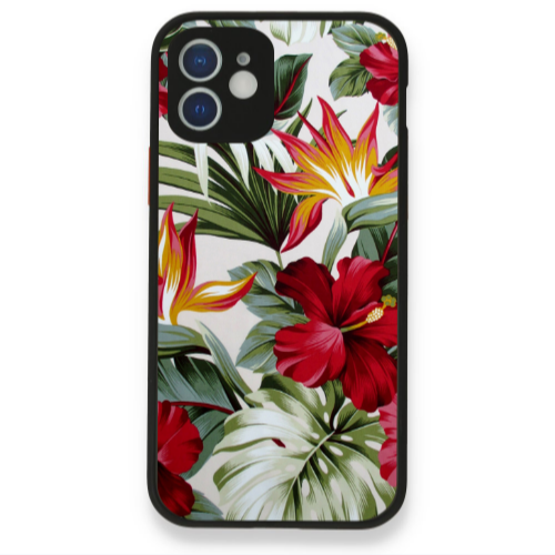 Apple iPhone 12 laves and flowers Black Glossy Θήκη