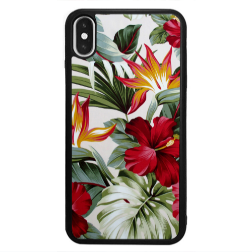 Apple iPhone X laves and flowers Black Glossy Θήκη