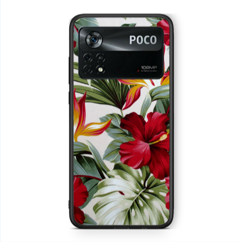 Xiaomi Poco X4 Pro laves and flowers Black Glossy Θήκη